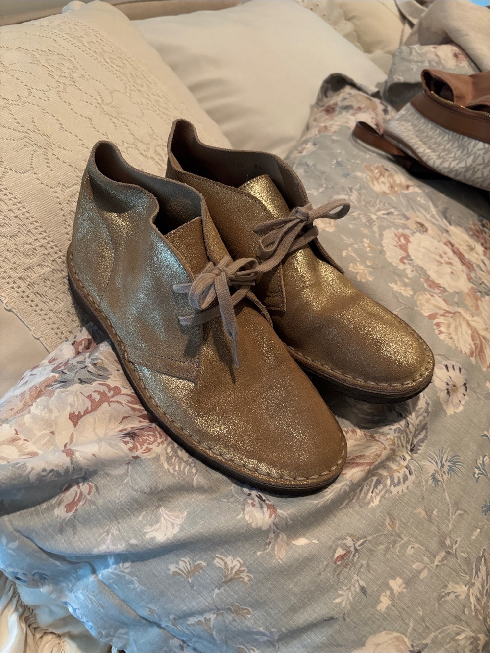 J. Crew Metallic Gold Lace-Up Chukka Boots